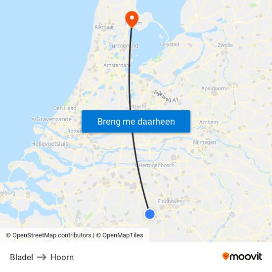 Bladel to Hoorn map