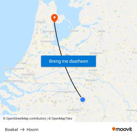 Boekel to Hoorn map
