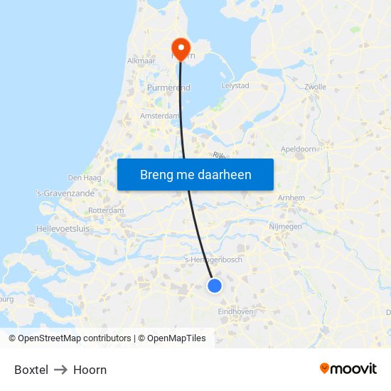 Boxtel to Hoorn map