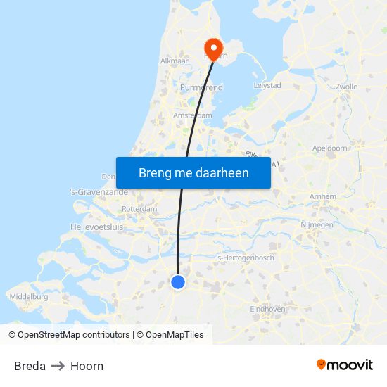Breda to Hoorn map