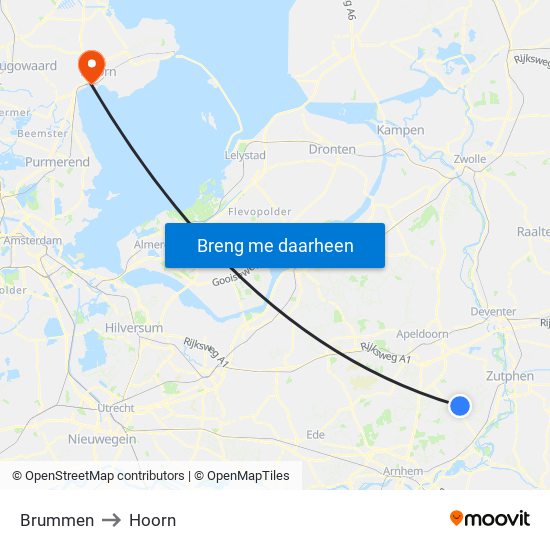 Brummen to Hoorn map