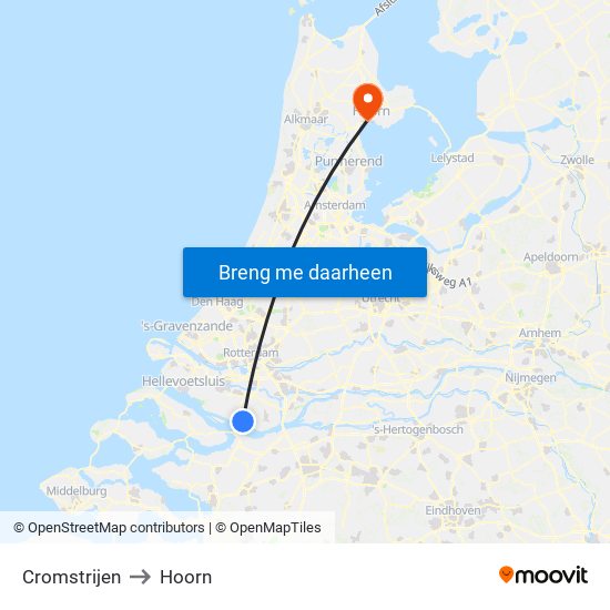 Cromstrijen to Hoorn map