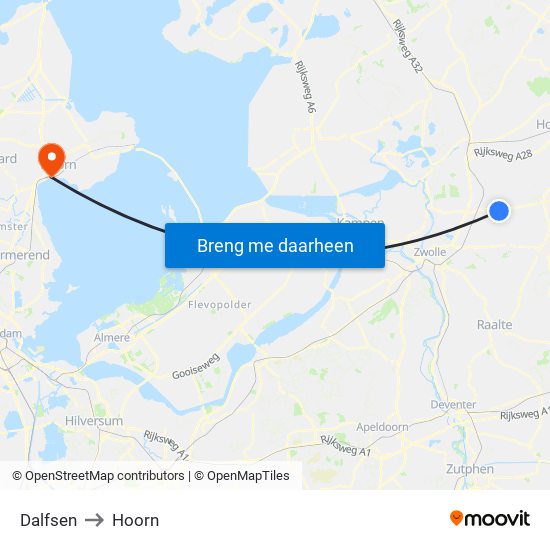 Dalfsen to Hoorn map