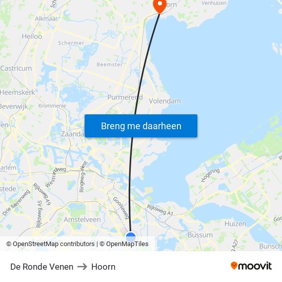 De Ronde Venen to Hoorn map