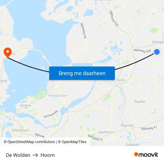 De Wolden to Hoorn map