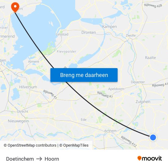 Doetinchem to Hoorn map