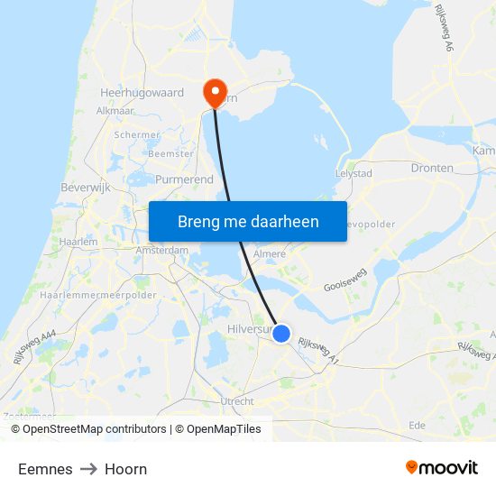 Eemnes to Hoorn map