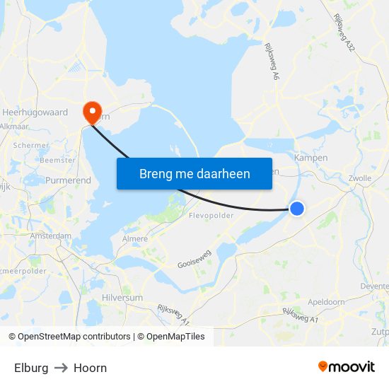 Elburg to Hoorn map