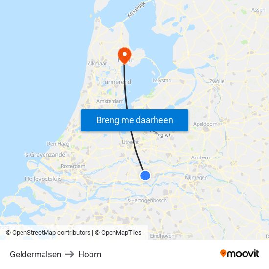 Geldermalsen to Hoorn map