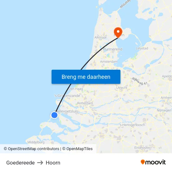 Goedereede to Hoorn map