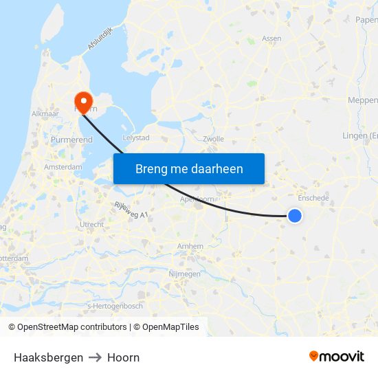 Haaksbergen to Hoorn map