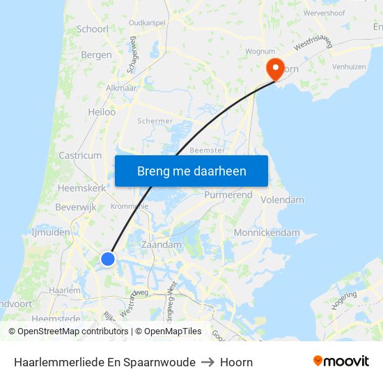 Haarlemmerliede En Spaarnwoude to Hoorn map