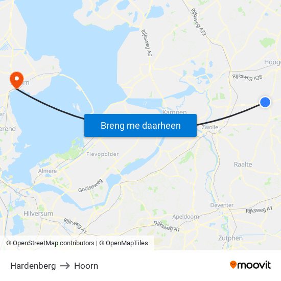 Hardenberg to Hoorn map