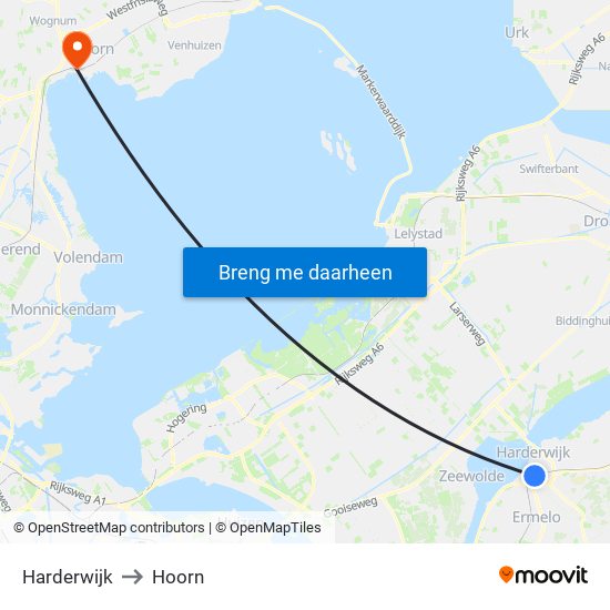 Harderwijk to Hoorn map