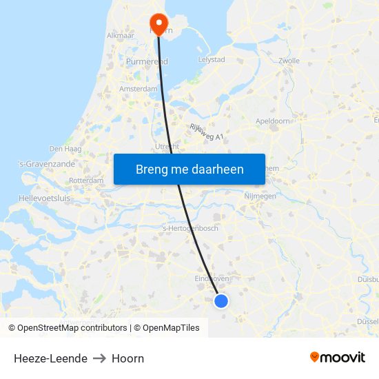 Heeze-Leende to Hoorn map