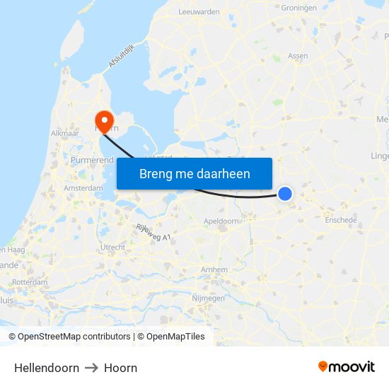 Hellendoorn to Hoorn map