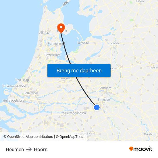 Heumen to Hoorn map