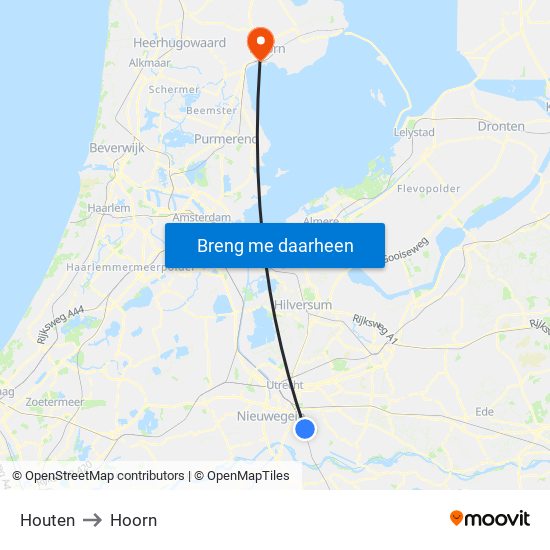 Houten to Hoorn map