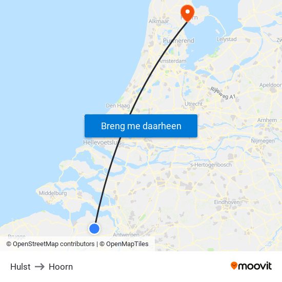 Hulst to Hoorn map