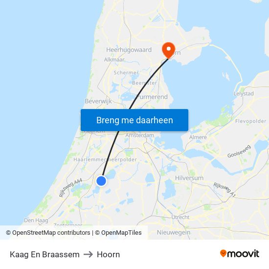 Kaag En Braassem to Hoorn map