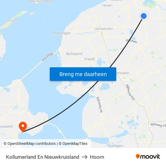 Kollumerland En Nieuwkruisland to Hoorn map