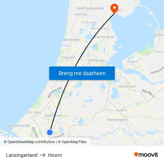 Lansingerland to Hoorn map