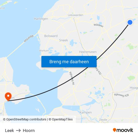 Leek to Hoorn map