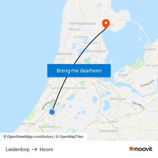 Leiderdorp to Hoorn map