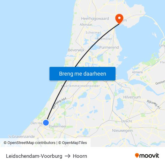 Leidschendam-Voorburg to Hoorn map