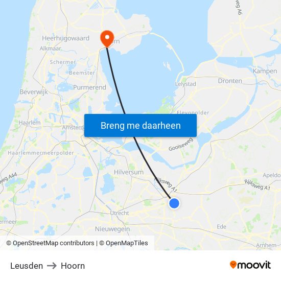 Leusden to Hoorn map