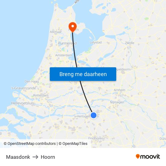 Maasdonk to Hoorn map