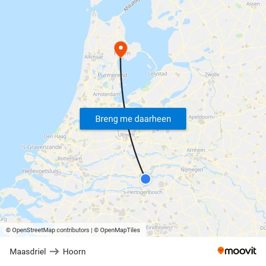 Maasdriel to Hoorn map
