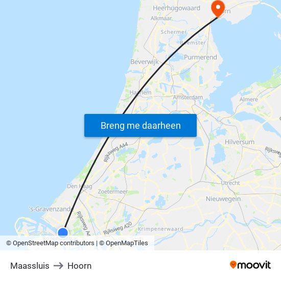 Maassluis to Hoorn map