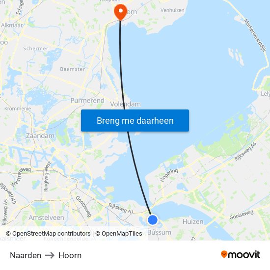 Naarden to Hoorn map