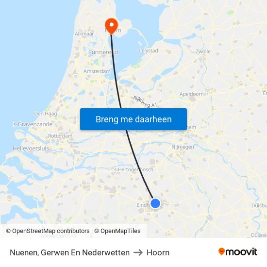 Nuenen, Gerwen En Nederwetten to Hoorn map