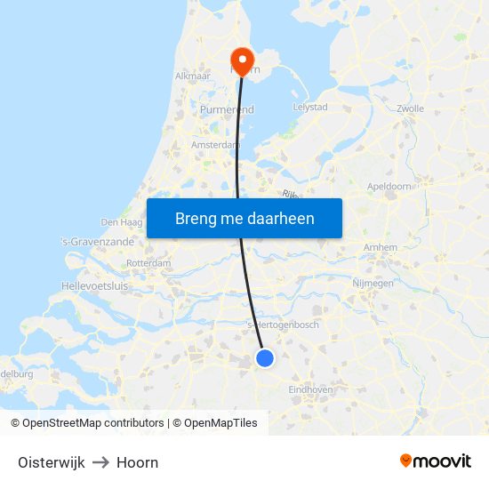 Oisterwijk to Hoorn map