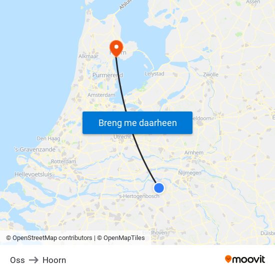 Oss to Hoorn map