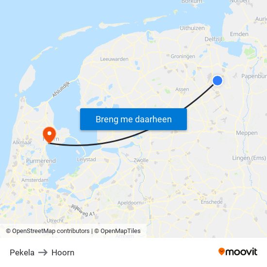 Pekela to Hoorn map