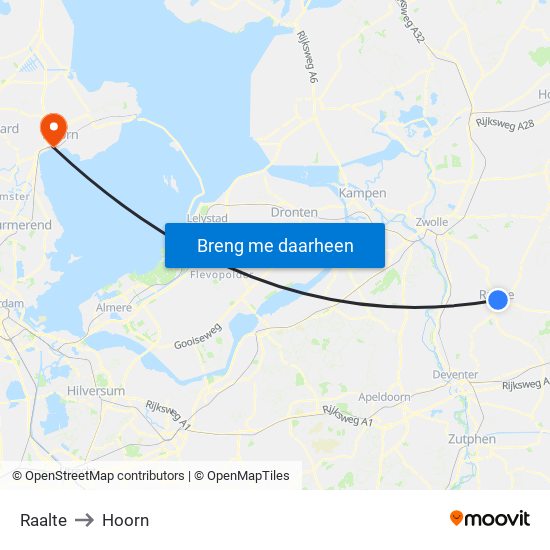 Raalte to Hoorn map