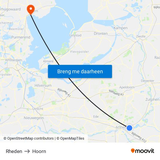 Rheden to Hoorn map