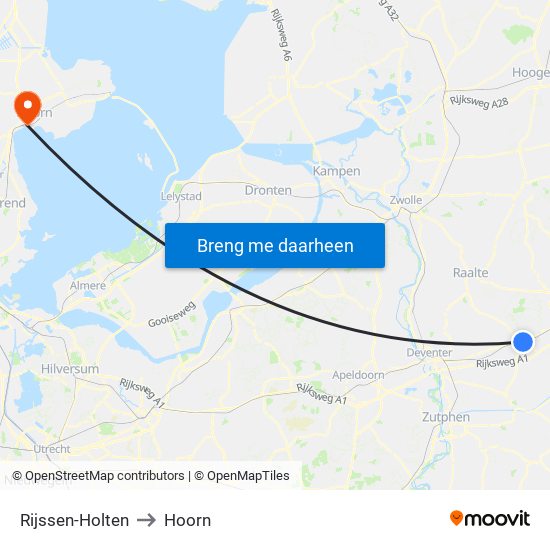 Rijssen-Holten to Hoorn map