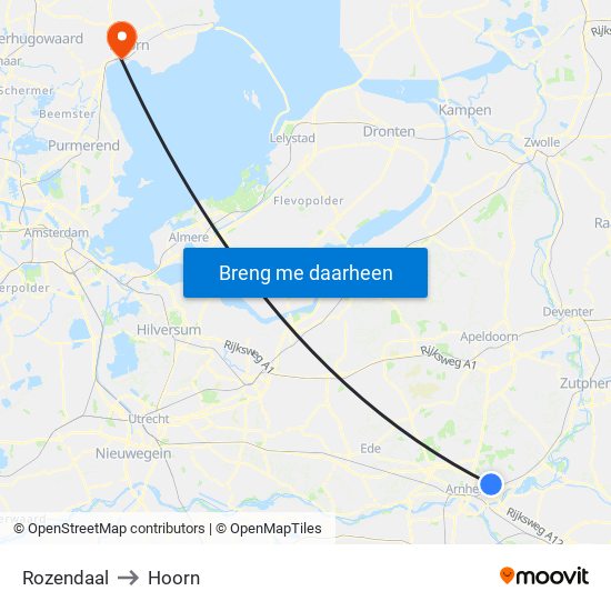 Rozendaal to Hoorn map