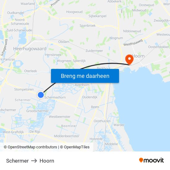 Schermer to Hoorn map