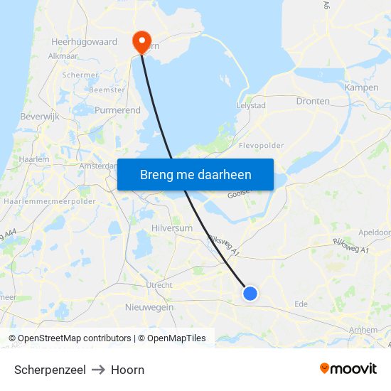 Scherpenzeel to Hoorn map