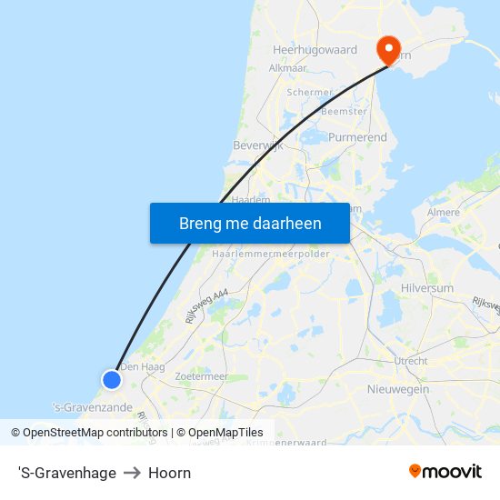 'S-Gravenhage to Hoorn map