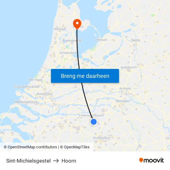 Sint-Michielsgestel to Hoorn map