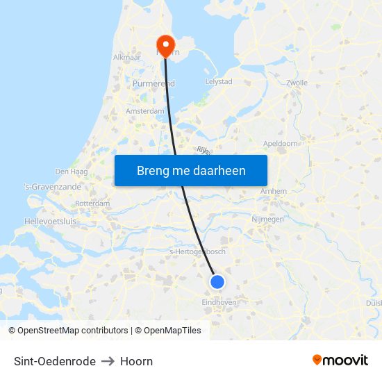 Sint-Oedenrode to Hoorn map