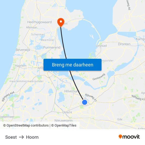 Soest to Hoorn map