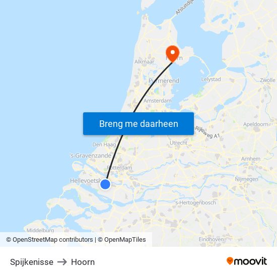 Spijkenisse to Hoorn map