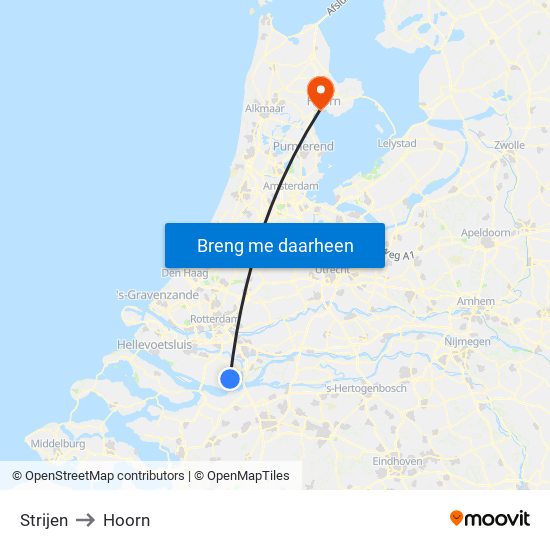 Strijen to Hoorn map